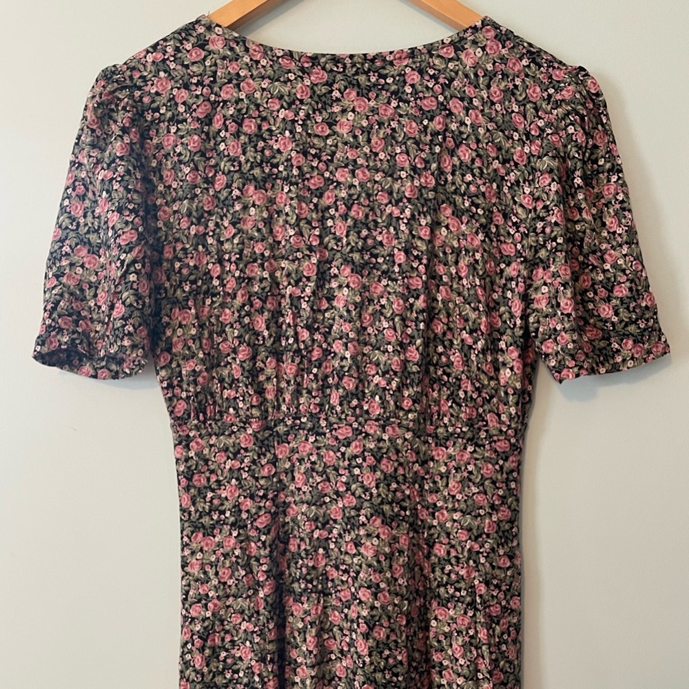 Vintage Black Floral Maxi Dress with Pink and Green Prints - Picture 11 of 13